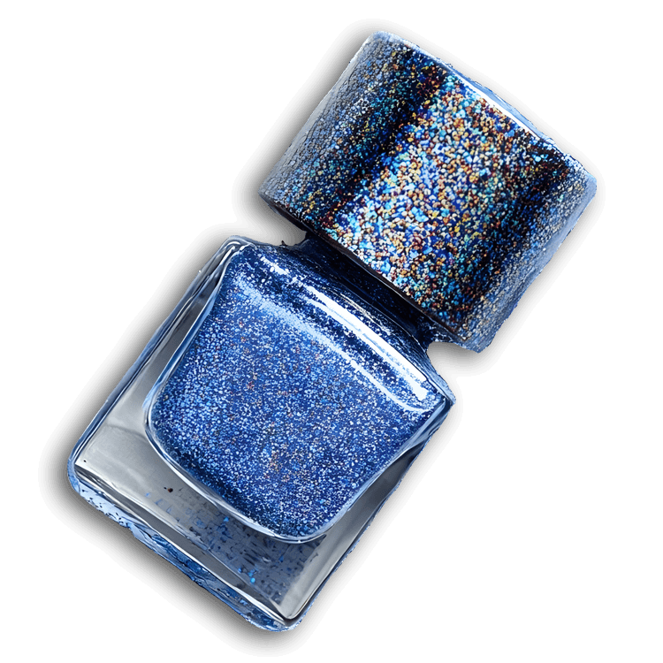 Glitter nail polish isolated on white background.
